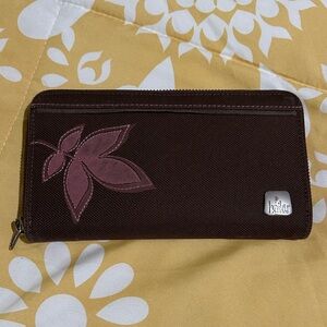 Haiku Chocolate Brown Wallet with Pinkish flower and inspirational quotes.